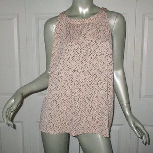 ADRIANNA PAPEL Pink/Black Polka Dot Pleated Sleeveless Blouse